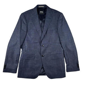 Boss Slim Fit Sport Coat Suit Jacket Patterned Stretch Dark Blue Size 38 R US